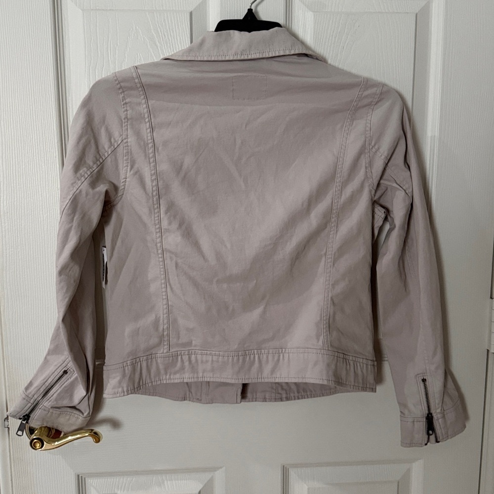NWT Old Navy Light Taupe Asymmetrical Zip Moto Jacket medium - Picture 5 of 5